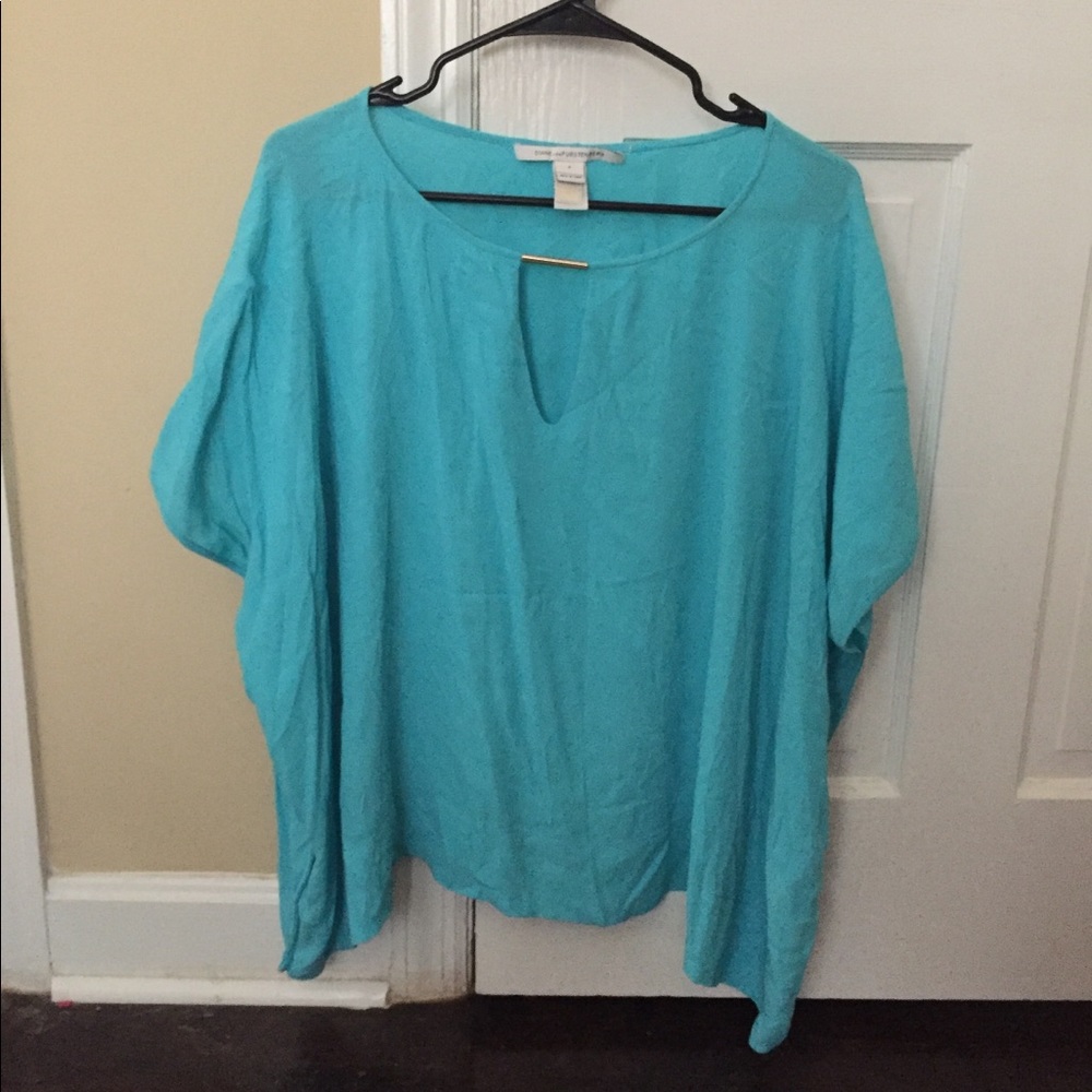 Bright Sky Blue Diane Von Furstenberg Blouse, PL